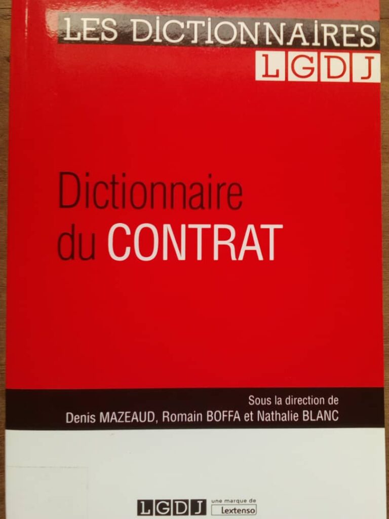 Couverture d’ouvrage : Dictionnaire du contrat