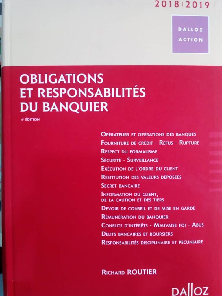 Couverture d’ouvrage : Obligations et responsabilités du banquier