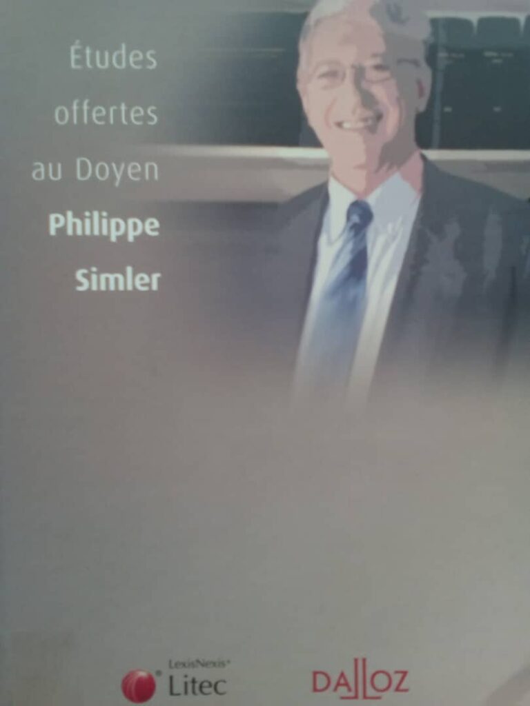 Couverture d’ouvrage : Etudes offertes au Doyen Philippe SIMLER