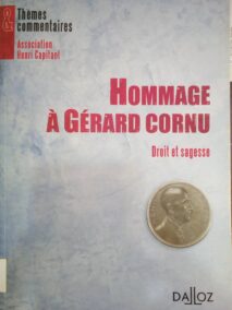 Couverture d’ouvrage : Hommage à Gérard CORNU
