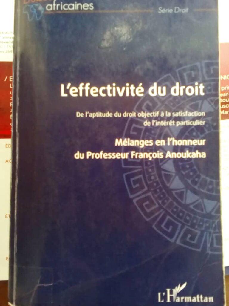 Couverture d’ouvrage : L'effectivité du droit. De l'aptitude du droit objectif à la satisfaction de l'intérêt particulier : Mélanges en l'honneur du Professeur François ANOUKAHA