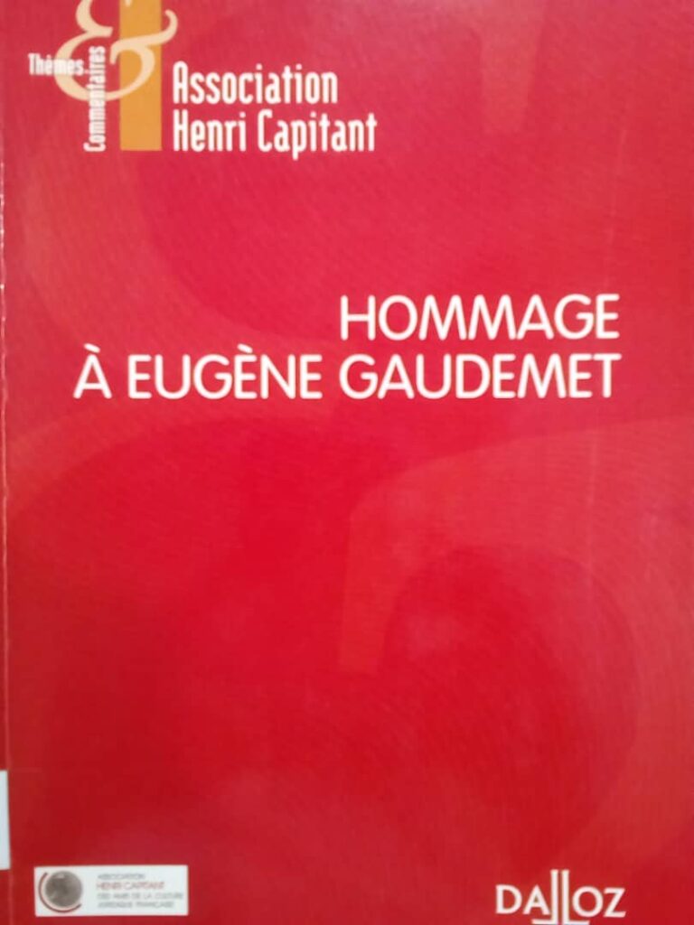 Couverture d’ouvrage : Hommage à Eugène GAUDEMET