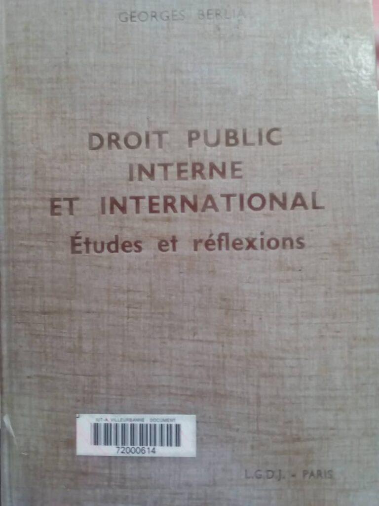 Couverture d’ouvrage : Droit public interne et international : Etudes et réflexions