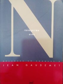 Couverture d’ouvrage : Nonagesimo anno : Mélanges en hommage à Jean GAUDEMET