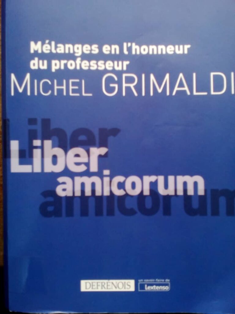 Couverture d’ouvrage : Mélanges en l'honneur du Professeur Michel GRIMALDI