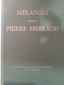 Couverture d’ouvrage : Mélanges offerts à Pierre HEBRAUD