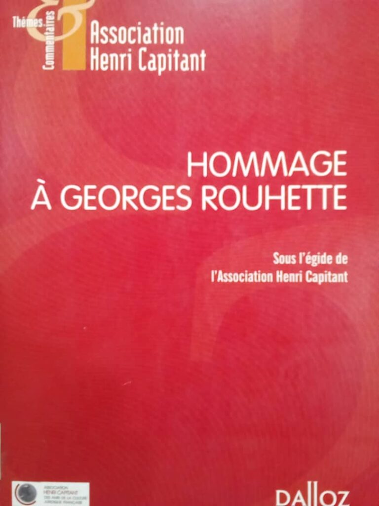 Couverture d’ouvrage : Hommage à Georges ROUHETTE