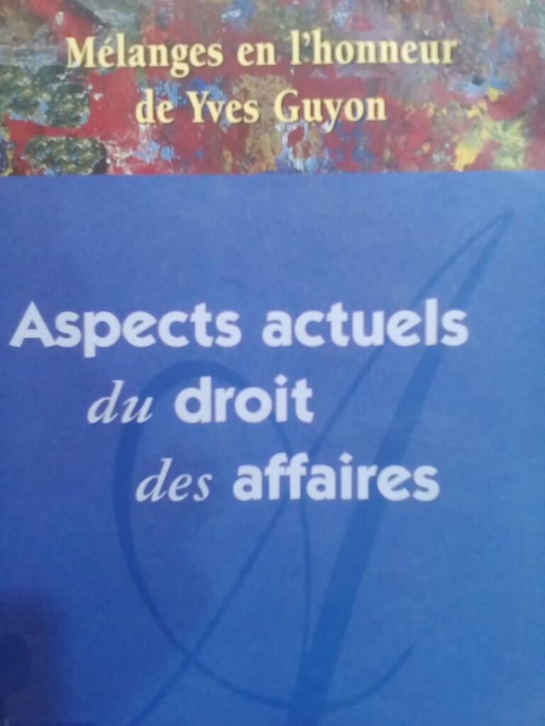 Couverture d’ouvrage : Aspects actuels du droit des affaires : Mélanges en l'honneur de Yves GUYON