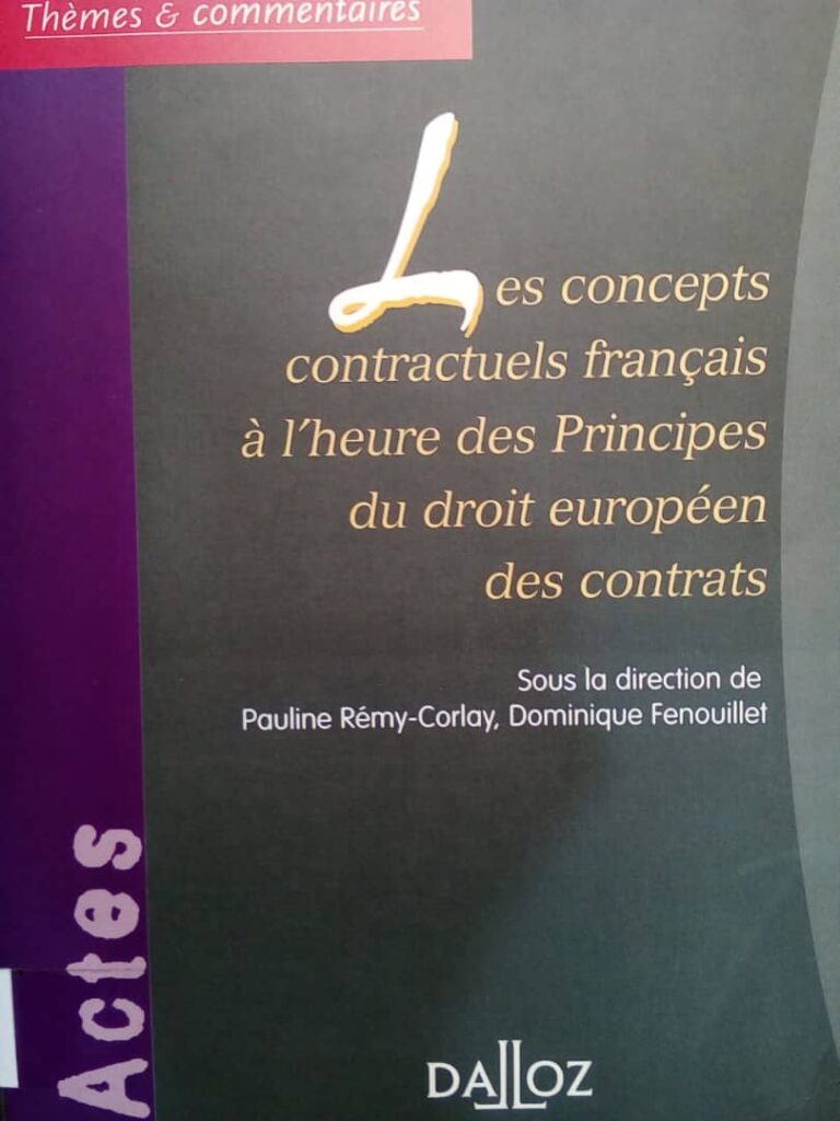 Couverture d’ouvrage : Les concepts contractuels français à l'heure des Principes du droit européen des contrats