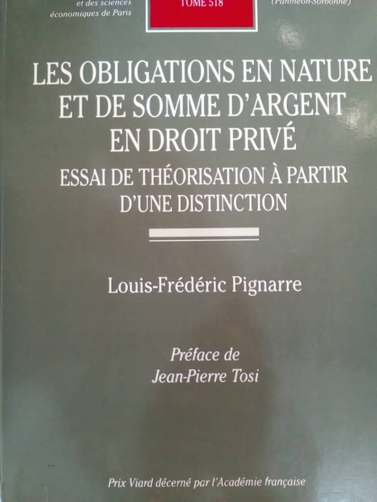 Couverture d’ouvrage : Les obligations en nature et de somme d'argent en droit privé : Essai de théorisation à partir d'une distinction