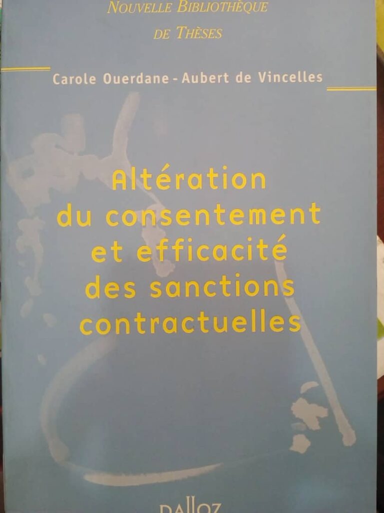 Couverture d’ouvrage : Altération du consentement et efficacité des sanctions contractuelles