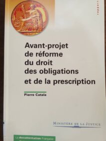 Couverture d’ouvrage : Avant-projet de réforme du droit des obligations et de la prescription
